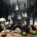 12 Pcs Halloween Disco Ghosts Decor Halloween Ornament Silver Mirror Disco Skeleton Tabletop Centerpiece for Holiday Cosplay Home Props Gift Party Decorations (Sliver)