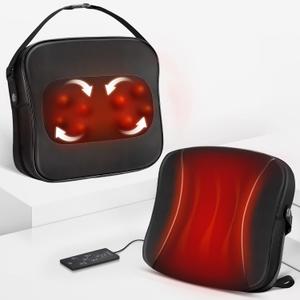 Shiatsu Back Massager with Heat - Deep Tissue Kneading Chair Massage Pillow for Lower Back Leg Shoulder, Gifts for Mom Dad Women Men