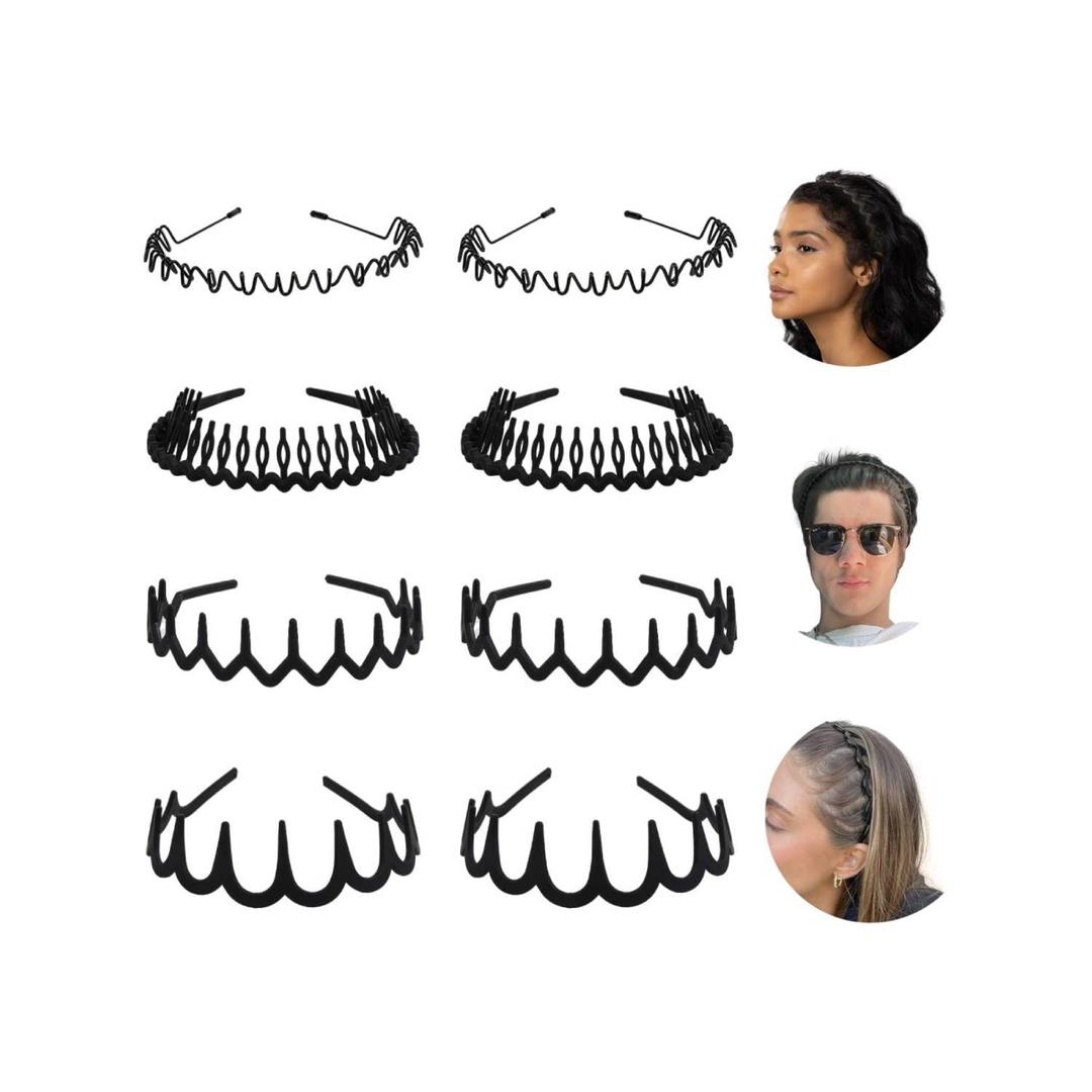 WOVOWOVO Plastic Hair Bands with Teeth, 10 Packs Headbands for Women Girls Teens (Style Black)