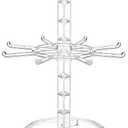 Rotating Jewelry Stand, 2 Tier Necklace Holder Bracelet Hanging Organizer Keychain Jewelry Display Stand Plastic Jewelry Rack for Malls Counter Dressing Table (Clear)