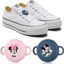 [2 Pack] Kids Shoelaces & Straps Holder Only Compatible for Airtag Protective Case, Cartoon Funny Silicone Case for Children Shoes Shoestring, Waterproof Hidden AccessoriesDark Blue+Pink