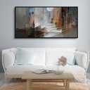 Yiijeah Abstract Wall Art for Liiving Room Large Framed Artwork for Walls Mud-brown Canvas Decor Prints Pictures Bedroom Office Home Decor 40x20 Inches