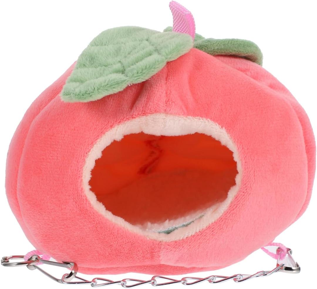 BESPORTBLE Hanging Cotton Hamster Bed for Winter Warm Fruit Nest Cozy Sleeping Bag for Small Pets for Hamsters and Other Small Animals (Red)