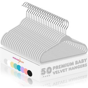 HOUSE DAY 11 Inch Velvet Baby Hangers 50 Pack Grey, Premium Kids Hangers for Children, Infant & Toddler Clothes, Durable Non Slip Small Baby Felt Hanger for Closet, Ideal for Everyday Use