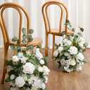 Ling's moment 17.5" Tall Free Standing Artificial Flowers Arrangements 2 pcs Wedding Aisle Runner Chair Decorations White Sage Centerpieces for Ceremony Reception Eucalyptus Rose Floral Party Outdoor