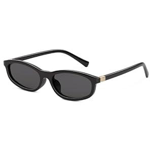 ELITERA Retro Polarized Sunglasses for Womens Men - Trendy Sunnies UV Protection Lightweight Vintage Sun Glasses(Black frame grey lens, 52mm)