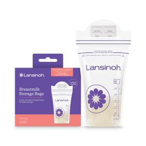 2 x Lansinoh Breastmilk Storage Bags, 100 Count, Baby Essentials, Fast Freeze & Thaw Breast Milk Bags for Baby Bottle Feeding, Strength & Stretch, 6 Ounce