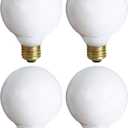 (4 Pack) G25 Incandescent Incandescent Light Bulb 2700K Soft Light, Decorative Globe Light Bulbs,E26 Medium Base, Perfect for Pendant Bathroom/Vanity Mirror Makeup, Dimmable. (White-Finish, 25-Watt)