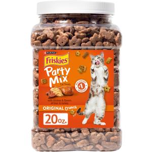 Purina Friskies Cat Treats, Party Mix Original Crunch - 20 oz. Canister (EXP 12/01/25)