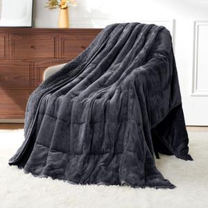 Uttermara Weighted Blanket Queen 15 Pounds for Adults, Sherpa Weighted Blanket for Couch Bed, Ultra Fluffy Warm Sherpa & Cozy Plush Flannel Fleece, Heavy Blanket Great for Calm, 60" x 80", Dark Grey