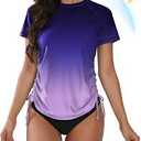 Bonneuitbebe Women's Short Sleeve Rash Guard Shirts UV Protection Swim Shirts UPF 50+ Lightweight Adjustable Tie Swimwear, Size XL