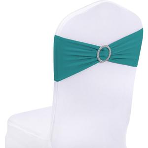25 x Peomeise 25pcs Turquoise Spandex Chair Sashes with Buckle Slider for Wedding, Party Decoration