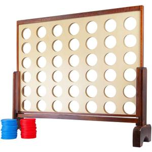 Monoprice Giant Four-in-a-Row - for Tailgating, Bbqs, Camping, Outdoor Events, and Much More - Pure Outdoor Collection, Wood, 34 x 26 x 4.25 inches