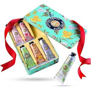 Yoken 20% Shea Butter Hand Cream Gift Set, Instant Soothing Moisturizing Hand Cream for Women Nourishes Dry Hands, 6-Piece Delicate Tin Gift Set Almond, Citrus Verbena & Floral-Scented, 6 x 1 OZ