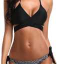 SHEKINI Womens Bathing Suits Push Up Halter Bandage Bikini Floral Printed Swim Bottoms Two Piece Swimsuits M