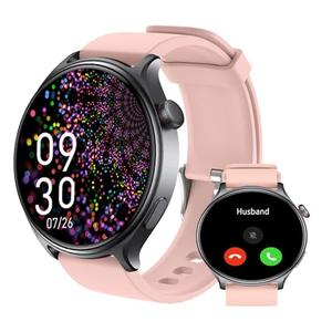 YMS Smart Watch for Women Android - 2025 Best Waterproof Men Fitness Watches (Answer/Make Calls),Heart Rate,Sleep,Pressure,Steps Monitor,Compatible with Android & iOS,100+ Sports Trackers (Pink)