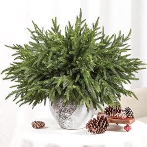 Alupssuc 18 Inch Norfolk Pine Stems, 12 Pcs Real Touch Norfolk Pine Branch, Christmas Greenery Stems for Vase DIY/Garland Making/Table Decoration, Xmas Decor for Indoor, Outdoor & Home