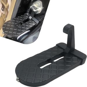 Car Door Footrest Pedal, Non-Slip Textured Foldable Foot Rest, Multifunctional Aluminum Alloy Roof Rack Car Step, Universal for Most Cars, SUVs (Black)