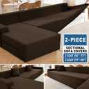 ZNSAYOTX Sectional Couch Covers, Stretch Jacquard Slipcovers with Elastic Bottom for L-Shape Sectional Sofa, 2 Pcs Pet Friendly Modular Sofa Protector (3 Seat Couch + 2 Seat Chaise, Dark Coffee)