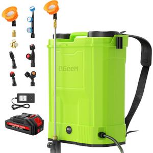 5.3 Gallon Battery Powered Backpack Sprayer,QGeeM 100 PSI 20L Electric Graden Sprayer Work,Weed Yard Sprayers with 21V Strong Battery,8 Nozzles,Telescopic Wand,2.6Ah Battery and Chargers Included