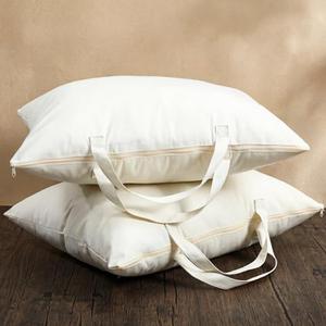 GliCraft 2 Pack 100% Cotton 20" x 26" Canvas Pillow Storage Bag with Handles for Home Travel White Beddings Comforters Blankets Saree Linens Organizer Thick Soft Breathable Closet Organizer Bag