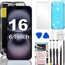 Fixerman for iPhone 16 Screen Replacement 6.1 inch, 3D Touch LCD Display Digitizer Assembly with Repair Tools - Model A3288, A3287, A3081, A3286