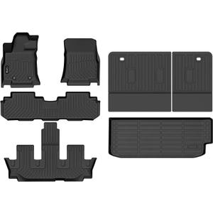 Floor Mats & Cargo Liner for Subaru Ascent 2019-2025 2026 7/8 Passenger with Backrest Mat, All Weather Automotive Floor Liners Custom Fit Full Set Accessories-Black