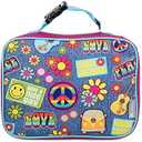 Bentology Lunch Box for Girls - Kids Insulated, Durable Lunchbox Tote Bag Fits Bento Boxes, Containers and Bottles, Back to School Lunch Sleeve Keeps Food Hotter or Colder Longer - Retro Hippie