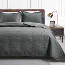 Love's cabin King Size Quilt Bedding Set Dark Grey Bedspreads - Bed Lightweight Bedspread Comforter - Coin Pattern Bedding Coverlet for All Season - 3 Pieces (1 Quilt, 2 Pillow Shams)