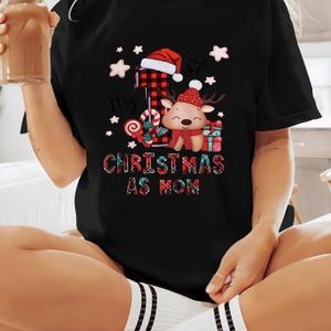 First Christmas As A Mom Family Matching New Mommy Xmas T-Shirt Large Black