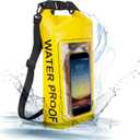 IP68 Waterproof Dry Bag, 2L - Roll Top Waterproof Pool BagDry Bags for Kayaking Waterproof-w/Phone Pouch,Large Waterproof Phone Pouch,Boating & Kayak Accessories Camping (Yellow)
