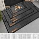 Front Door Mat Outdoor Entrance, 61.5" x 36" Heavy Duty Commercial Industria Dirt Trapper Waterproof Non-Slip Entryway Carpet,Weather Utility Rug, for Business Shop Patio Office Garage - Gray