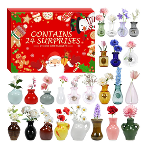 24 Pcs Advent Calendar 2025 Mini Vase Magnets Ceramics Fridge Magnets for Christmas Countdown Calendar