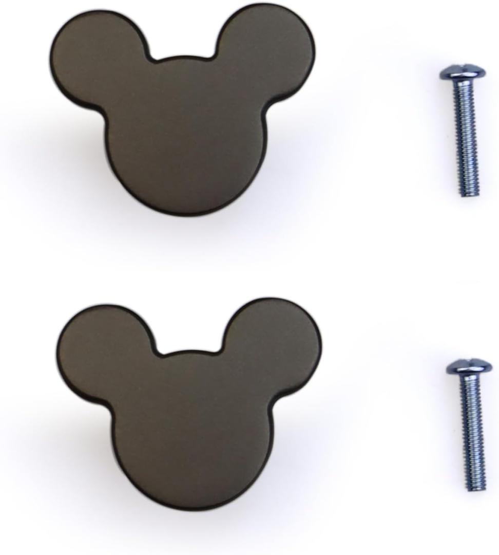 2 Pack Metal Mouse Cabinet Knobs with Screws for Dresser Drawers Bedroom Bathroom Decor Mouse Drawer Pulls