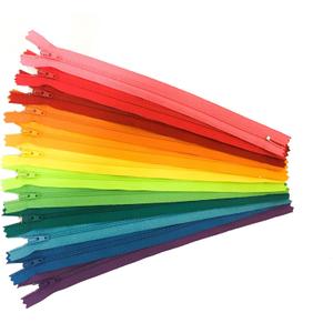 YKK Zippers Assortment of Bright Colors 9 Inch Number 3 Nylon Coil Set of 12 Pieces