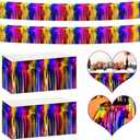 4P Metallic Foil Fringe Banner Tinsel Table Skirts for Rectangle Tables Backdrop Tinsel Banner Garland Curtains for Parade Floats Wedding Graduation Anniversary Birthday Parties Decoration (Rainbow)