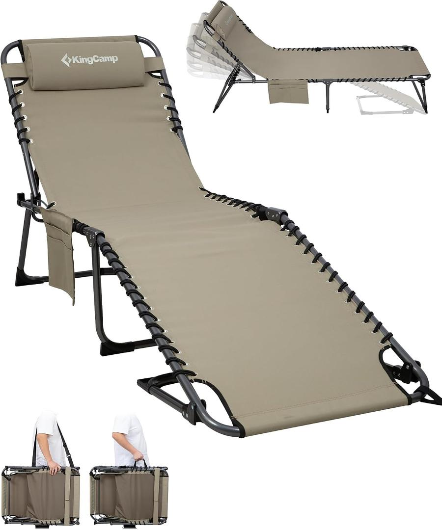 KingCamp Lounge Chair Outdoor,400LBS Tanning Chairs for Outside,Adjustable 5-Position Patio Lounge Chair Sunbathing Chase Lounge Chair Outdoor for Outside Beach Patio Sun Bathing Pool Backyard, 23.23 inches x 76.77 inches x 13.39 inches