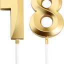 18th Birthday Candles,Gold Number 18 Cake Topper for Birthday Decorations Party Decoration (:)
