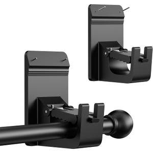 Universal Heavy Duty Curtain Rod Brackets, No Drill Curtain Rod Brackets with Adhesive & Invisible Nail, 30+LB Load Curtain Rod Holders, Damage Free Curtain Rod Hooks for Wall, Bathroom, Kitchen 2PC
