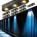 Solar Outdoor Fence Lights 8 Pack, Upgraded 50LM RGB Outdoor Wall Lights with Sync Group Control & 10 Light Modes, Fence Solar Light Outdoor Waterproof IP65 for Outside Porch Wall