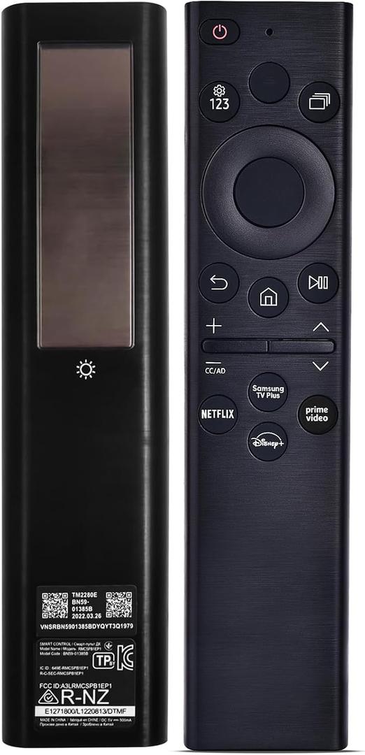 Replacement Remote for Samsung Smart TV,Replacement Control Compatible with BN59-01385A,Solar Version,for All 2019 to 2025 Samsung Crystal/UHD/QLED/Frame/NEO QLED/ 4K 8K Smart TVs