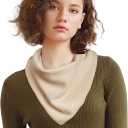 Molans Women Winter Knit Neck Scarf - Warm Crochet Triangle Scarf for Women Girls (Beige)