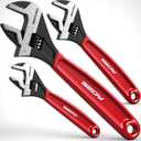 Adjustable Wrench Set Pipe Spanner: 6" 8" 10" Wide Jaw Black Oxide Wrench With Cushion Grip, Laser Marked Metric & SAE Scales, CR-V Steel for Professional, Black 