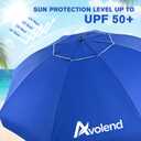 8.5FT Beach Umbrella, Portable Outdoor Umbrellas for Sand with Anchor Heavy Duty High Windproof, Height Adjustable Tilt Iron Pole, Patio Umbrella UV 50+ Protection Air Vent, Patio Garden Pool