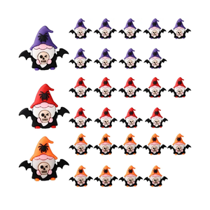 30pcs Mini Halloween Gnomes, 3 Colors PVC Material Quirky Themed Gnome Miniature Tiny Small Statues with Bat and Spider Element for Halloween Party Themed Party Decoration Hide and Seek Favors