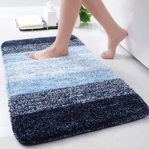 Arotive Microfiber Bathroom Rugs, Shaggy Soft and Absorbent Bath Rug, Non-Slip, Thick Plush Machine Washable Dry Bath Mats for Bathroom, Tub and Shower, 24x16, Blue