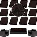 Outdoor Cushion Covers Set,12PCS Patio Furniture Couch Seat Slipcovers, Replacement for Sofa Sectional Chair(CoverOnly) (Brown)
