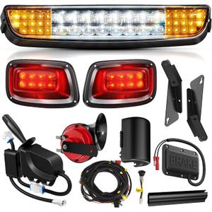 EZGO TXT Deluxe Light Bar Kit, Golf Cart LED Light Kit With EZGO TXT 12V Street Legal LED Headlight Taillight Turn Signal Hazard Light Switch Horn Brake Pad, Fits 1996-2013 Gas & Electric Golf Cart