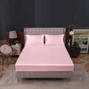 Homiest Blush Pink Satin Fitted Sheet Queen Size, Deep Pocket, Luxury & Ultra Soft Bedding