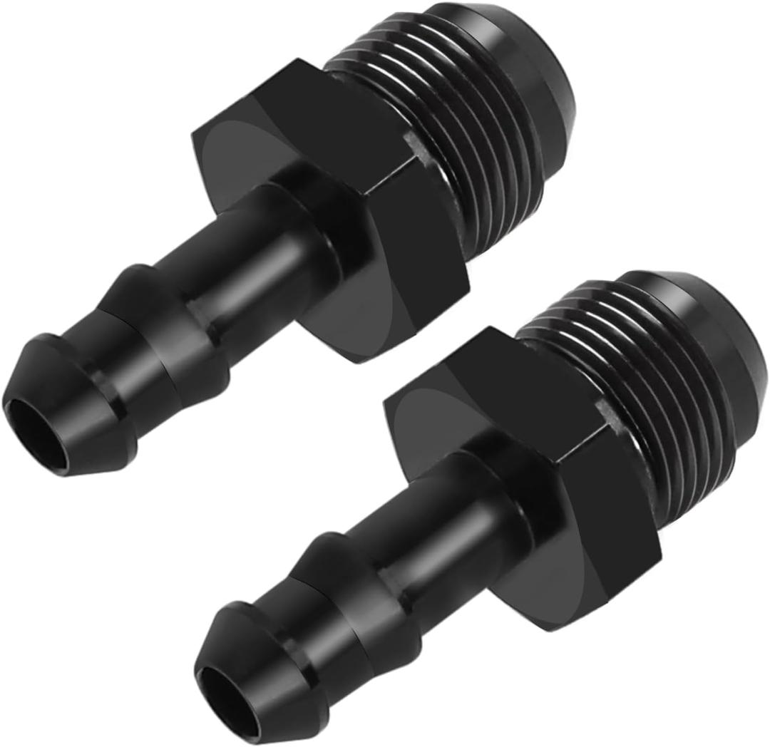 8AN Male Flare to 3/8" Hose Barb Straight Adapter Fuel Hose Fittings AN8-3/8" Aluminum Black 2PCS